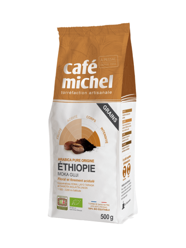 Cafe arabica ethiopie guji grains biologique equitable 500g 1